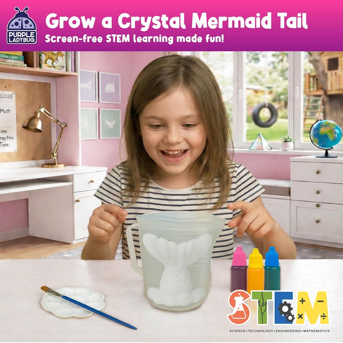 Crystal Growing Kit-Birthday Gifts for Kids Ages 4 5 6 7 8, Crystal Making Experiment for Girls, Grow Your Own Unicorn Crystal, STEM Kit for Girls, Fun Summer Vacation Science Activity for Kids