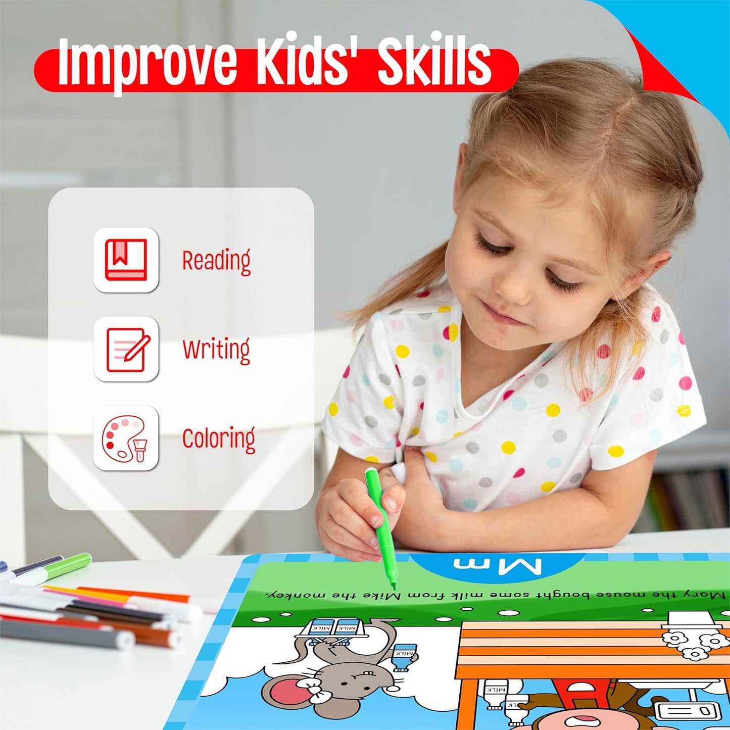 36 PCS Handwriting Drawing Practice Cards, Alphabet & Numbers Write and Wipe Tracing Flashcards Double-Sided Dry Erase Painting Coloring Cards Early Learning Montessori Toy for Toddlers, Preschoolers
