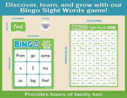 Bright Seed Sight Words Bingo Game for Kindergarten, Learn to Read Sight Word Cards, Word Games for Kids Ages 4-8, Bingo Sight Words Level 3&4, Laminated for Easy Clean