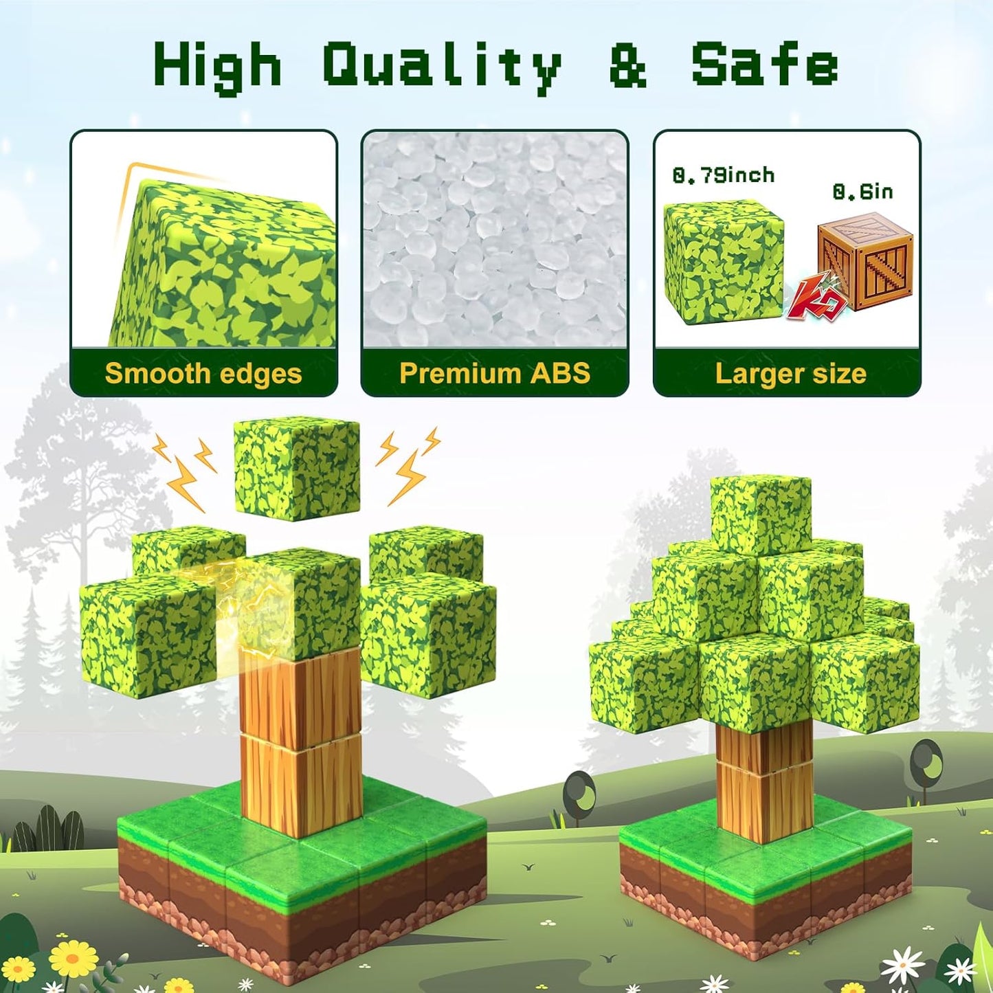 100PCS Magnetic Blocks, 1 inch Building Blocks for Kids, SETM Sensory Toys for Toddlers, Building Blocks Cubes, Birthday Gift for Boys and Girls Aged 3-12 Creative Construction Toys