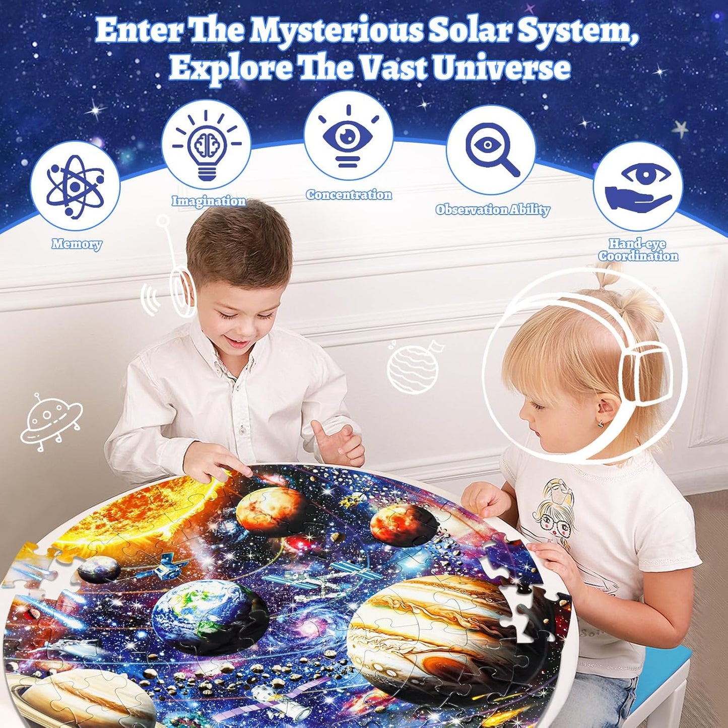Glow-in-The-Dark Dinosaur Floor Puzzles for Kids Ages 4-6, Kids Jigsaw Puzzles Ages 6-8, 70PCS Large Round Dino Educational Puzzle Toys for 3 4 5 6 7 8 Years Old Children, Easter Gifts for Kids