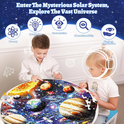 Glow-in-The-Dark Dinosaur Floor Puzzles for Kids Ages 4-6, Kids Jigsaw Puzzles Ages 6-8, 70PCS Large Round Dino Educational Puzzle Toys for 3 4 5 6 7 8 Years Old Children, Easter Gifts for Kids