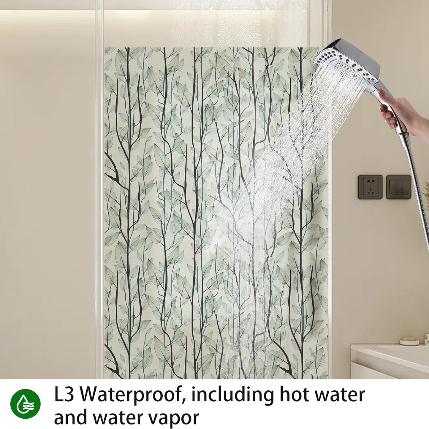 Leaf Pattern Window Tint with Installation Tools, Blackout Window Cover, Sun Blocking Window Tint for Home (Full Blackout Opaque, 17.7'' x 78.7'')