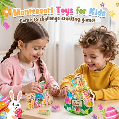IPOURUP Dinosaur Toys for Kids 3-8 Kid Wooden Stacking Blocks Montessori Toy for 3 4 5 6 7 8 Year Old Boys Girls Christmas Birthday Gifts Toddler Balance Game Ages 3-5 Toys for Boy Girl Age 5-7
