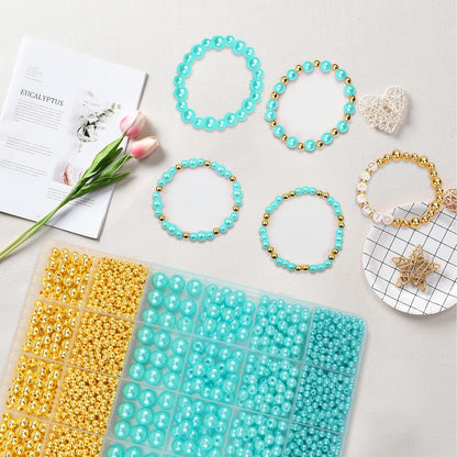 Hpebl 2136PCS Beads for Bracelets Pearl Bracelet Making Kit Friendship Bracelet Kits Bracelet Bead Kits Small Pearl Bead and Gold Beads Beading Kit for Bracelets Jewelry Making Kit