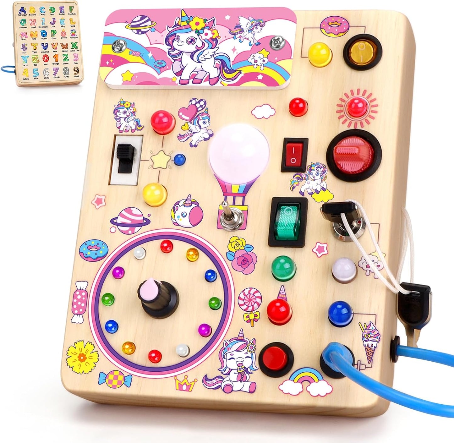 Konijiwa Busy Board - Montessori Toys for 1-3 Years Old Boys & Girls | Sensory Toys for Kids with Autism | Toddlers Learning Activity for Early Development (Busy Board v2)