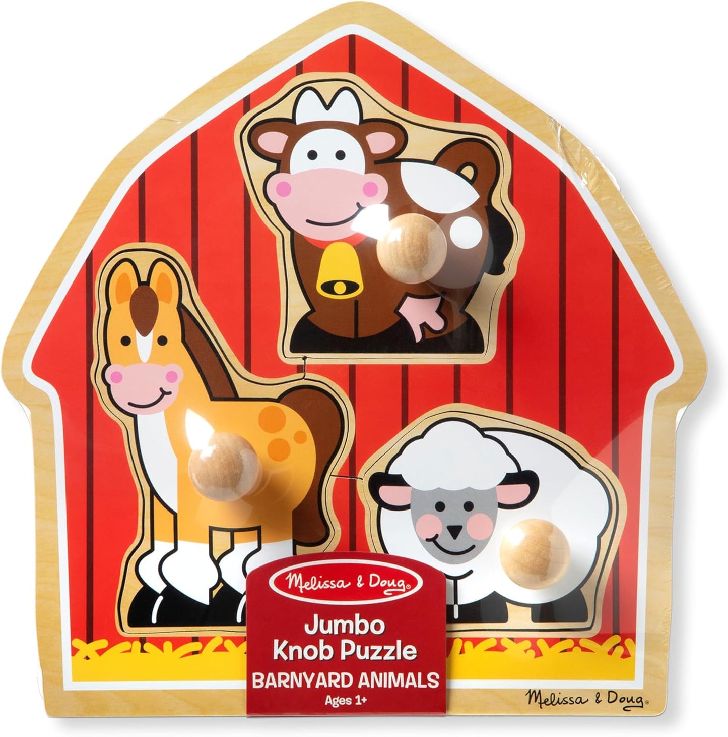 Melissa & Doug Pet Animals Jumbo Knob Puzzle, Wooden Peg Puzzle for Toddlers, Educational Toy for Shape Recognition and Fine Motor Skills, Ages 1+