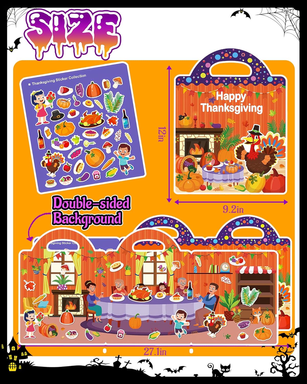 Halloween Sticker Books for Kids, Reusable Sticker Books for Toddlers, Halloween Travel Toys Acticities Crafts Birthday Gifts for Boys Girls Kids