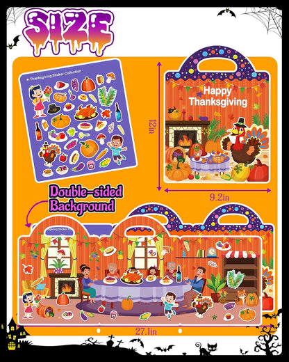 Halloween Sticker Books for Kids, Reusable Sticker Books for Toddlers, Halloween Travel Toys Acticities Crafts Birthday Gifts for Boys Girls Kids