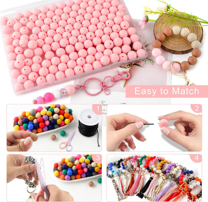 65Pcs 19mm Silicone Beads for Keychain Making Bracelet Necklace, Bulk Round Silicone Beads for Pens（Christmas Green） - Colors A