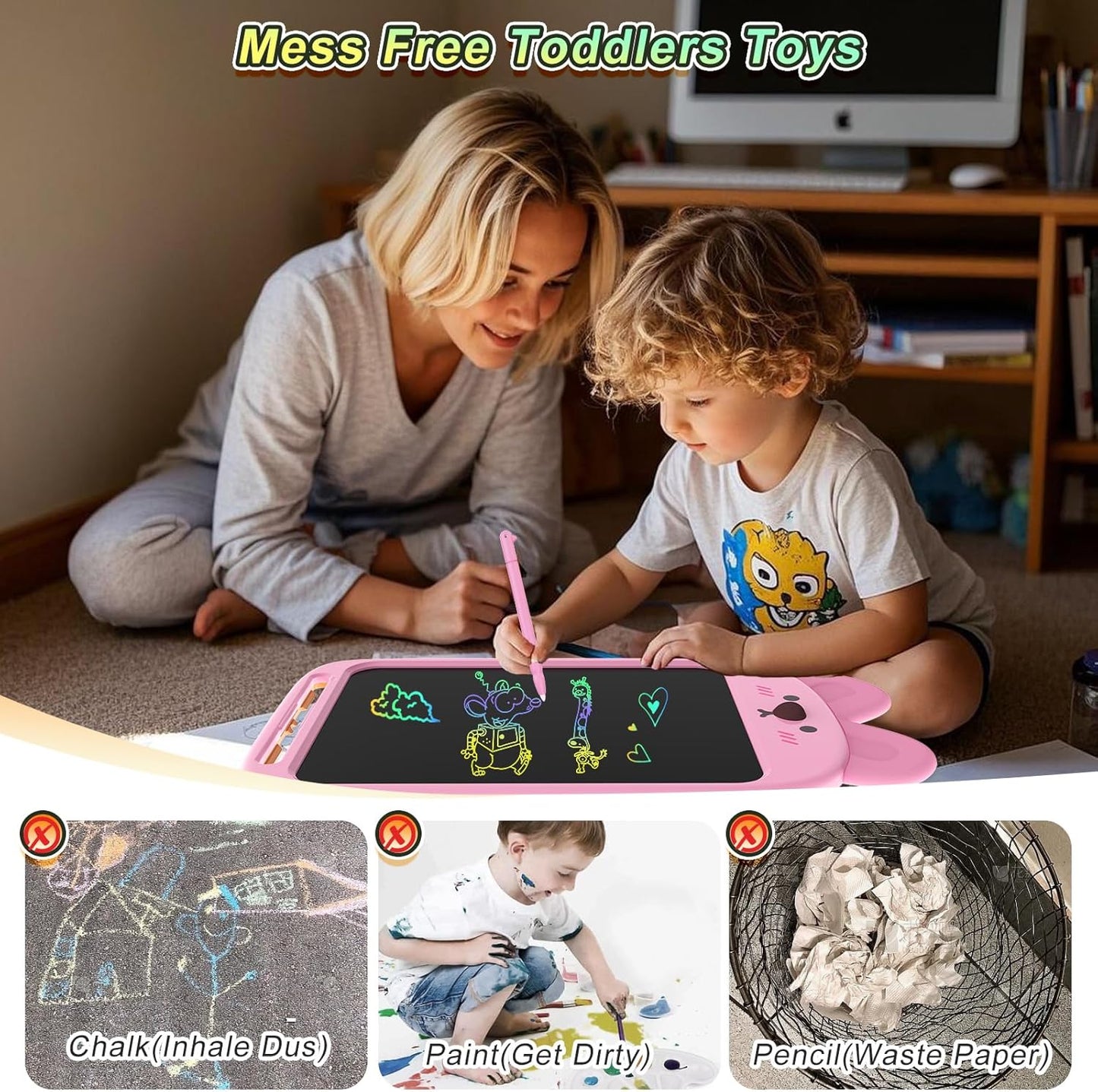 10 Inch LCD Writing Tablet, Erasable Doodle Board Toy, Cute Lion Drawing Pad for Kids Ages 2-6 - Educational Christmas Birthday Gift (Lion)