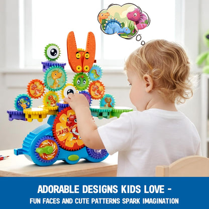 Motorized Spinning Gear Building Toys for Kids, Space Rocket STEM Construction Set, Educational Interlocking Building Blocks Puzzle | Gear Toys for Toddlers Ages 3-8