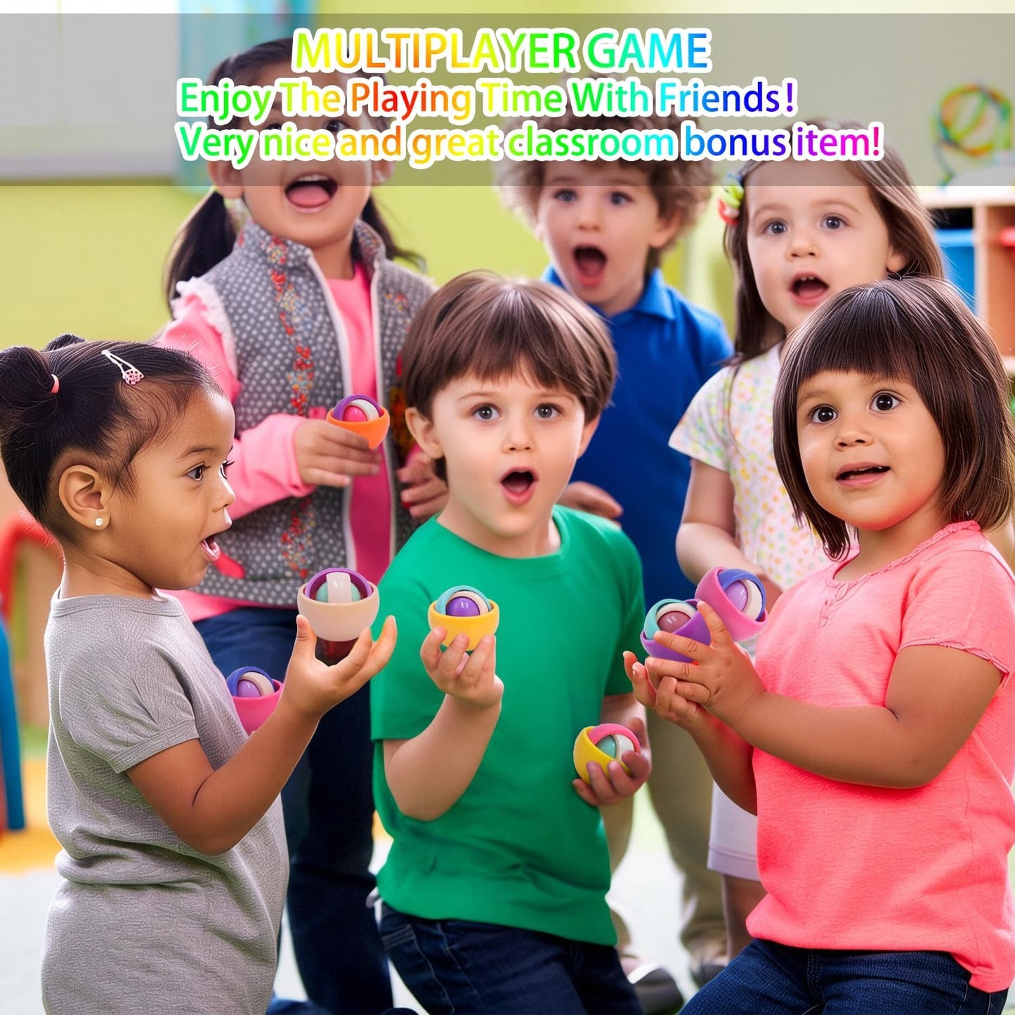 6 Pack Orbit Ball Toy, Fidget Cubes Top Spinning Toy, Great Party Favor Gifts & Creative Decompress Toys, Puzzle Games as Stress Relief Gifts for ADHD Kids Children's Day Gifts