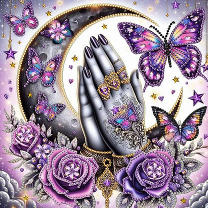 POETRYDRAW Pink Butterfly Special Shaped 5D DIY Partial Drill Diamond Art Painting Kit 30x30cm (Butterfly-1)