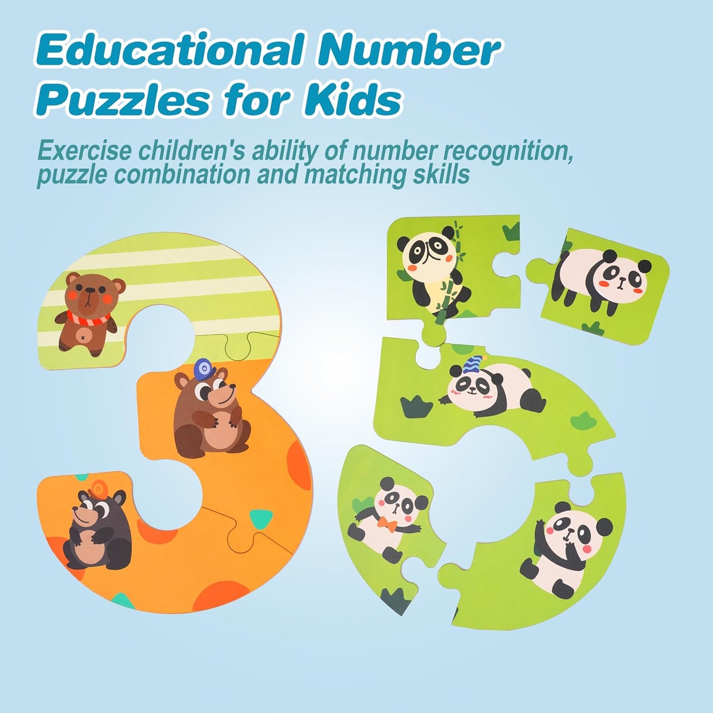 Wooden Jumbo Alphabet ABC Letter Toddler Puzzles Color Shape Animals Recognition Montessori STEM Jigsaw Preschool Learning Educational Toy for Kids 3 4 5 Years Old Boys Girls