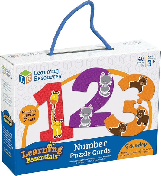 Learning Resources Number Puzzle Cards, Early Number Recognition, Toddler Puzzle, 20 Self-Correcting Puzzles, 40 Pieces, Ages 3+