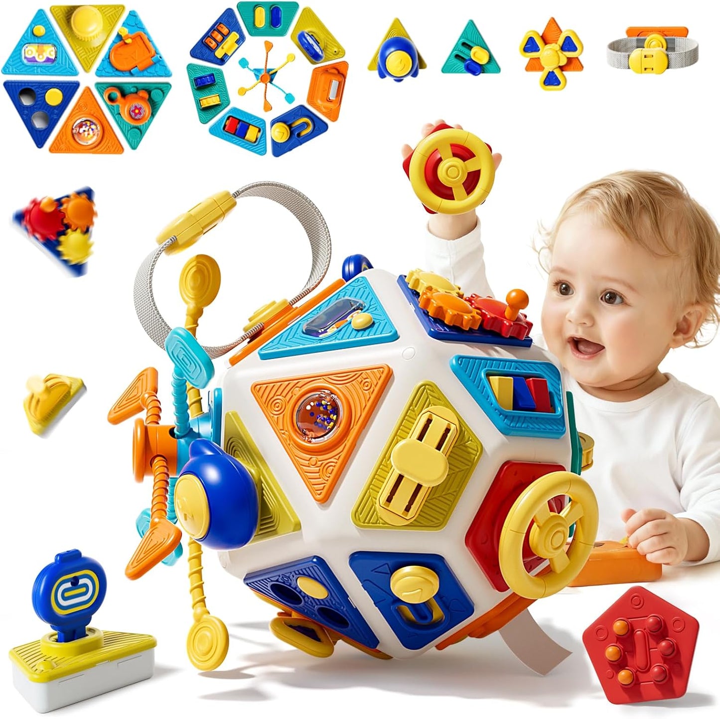 22‑in‑1Toddler Busy Board Activity Cube Toys, Montessori Sensory Toy & Travel Leaning for Toddlers, Early Education Active Toy and Fine Motor Skills Development Toy for 1 2 3 Years Old Boys & Girls
