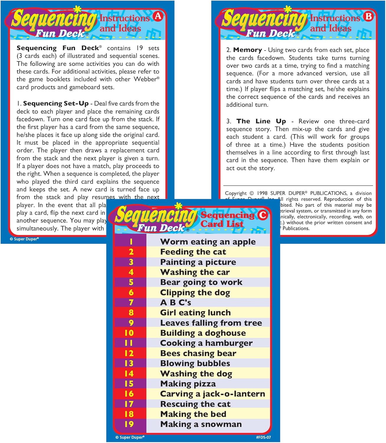 Super Duper Publications | Sequencing Fun Deck Flash Cards | Educational Learning Resource for Children