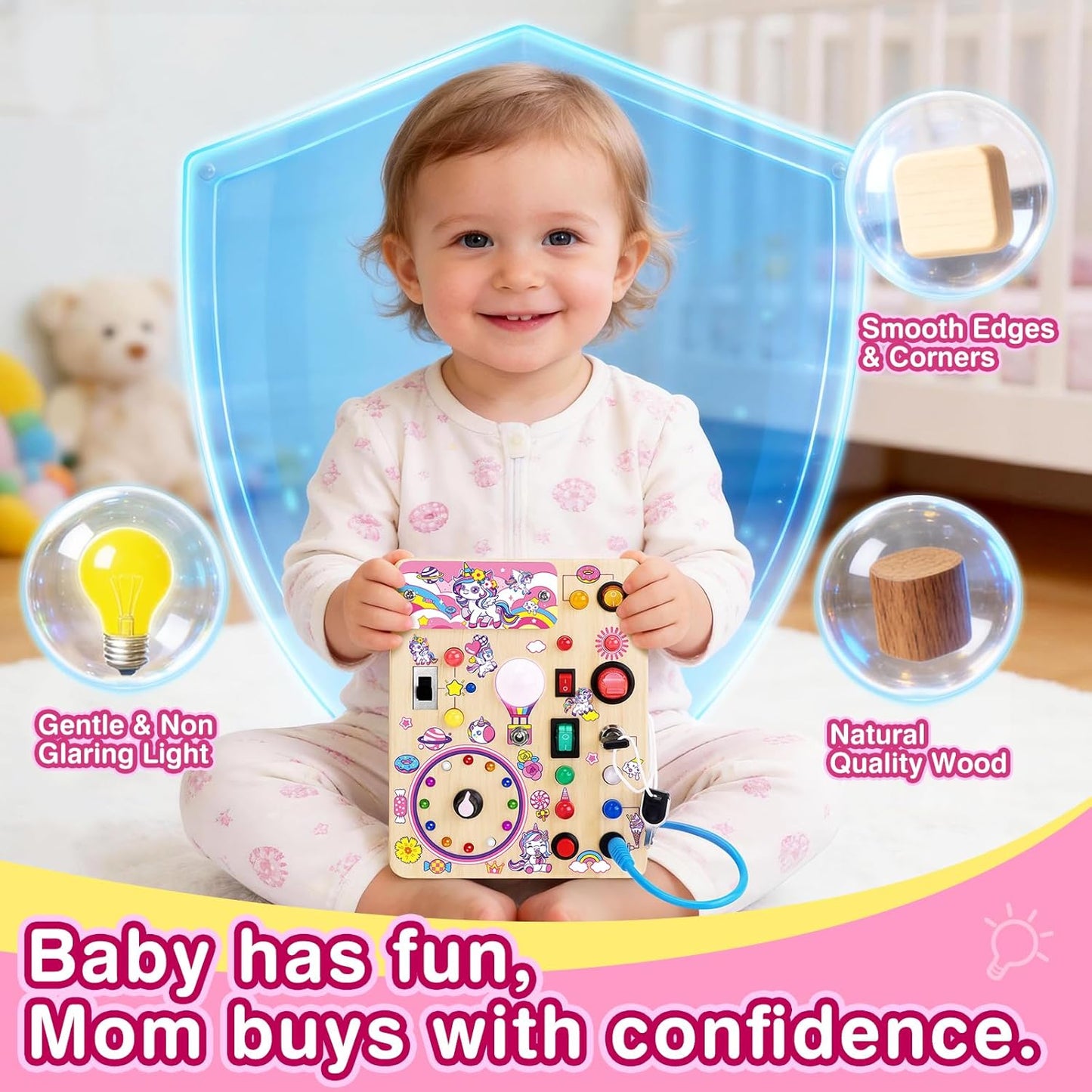 Grarain Busy Board for Toddlers - Montessori Educational Toy for 1-3 Year Old Boys & Girls | Travel-Friendly Sensory Learning Activity | Ideal for Kids with Autism(Clocks Busy Board)