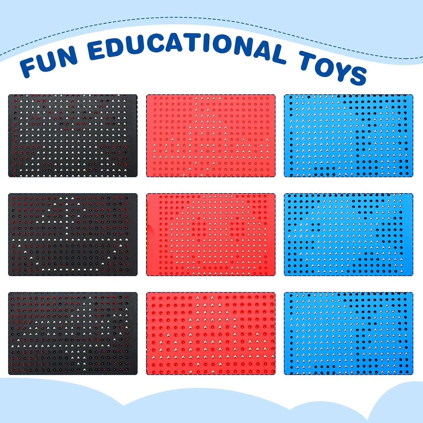 Yexiya 3 Pcs Magnetic Drawing Board for Kids, Toddler Travel Drawing Kit Magnet Sketch Thread Board with Stylus Pen and Beads Toy for Child Quiet Time Activities (7 x 8.5 Inches,Blue)