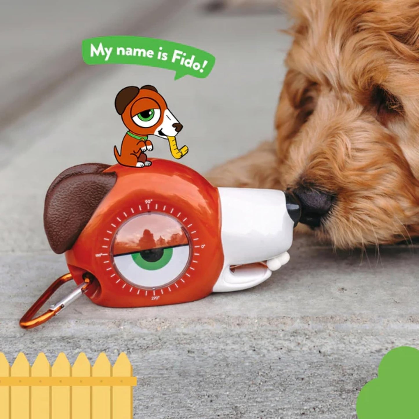 Handy Famm Roscoe the Dog 4-in-1 Kids Tape Measure with Adjustable Level Eye, Angle Finder & Eraser Ears – Montessori STEM Educational Toy for Children Ages 3+, Real Measuring Tool for Learning