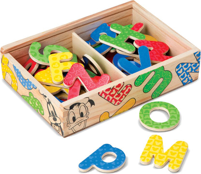 Melissa & Doug Disney Mickey and Friends Wooden Alphabet Magnets - 52 Uppercase and Lowercase Letters