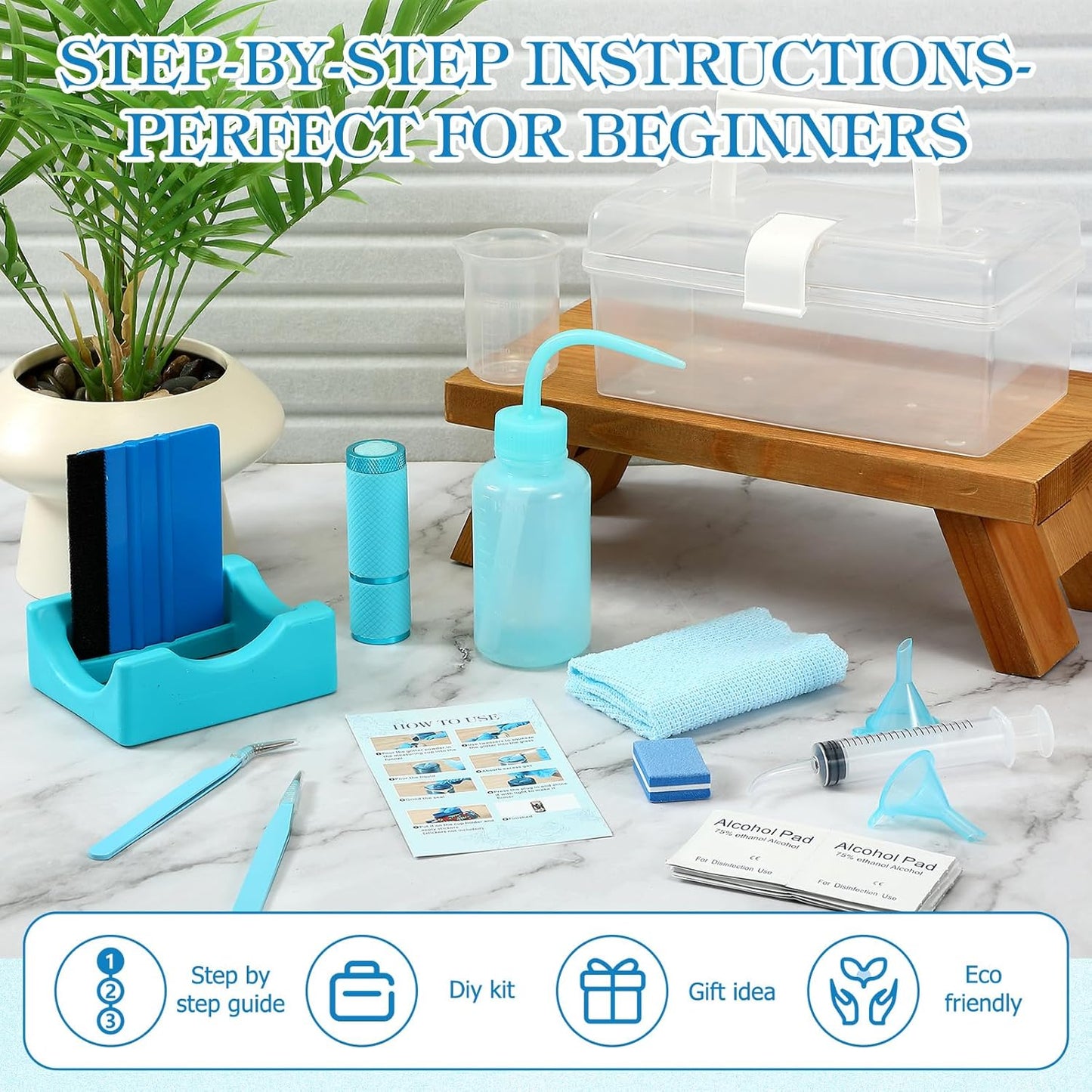 LemonRoad 15 Pcs Snow Globe DIY Tumbler Tool Kit Include Storage Box Squeeze Bottle Funnel Silicone Cup Cradle Measuring Cup Flashlight for Beginner Making Supplies Thanksgiving Day Gifts(Purple)