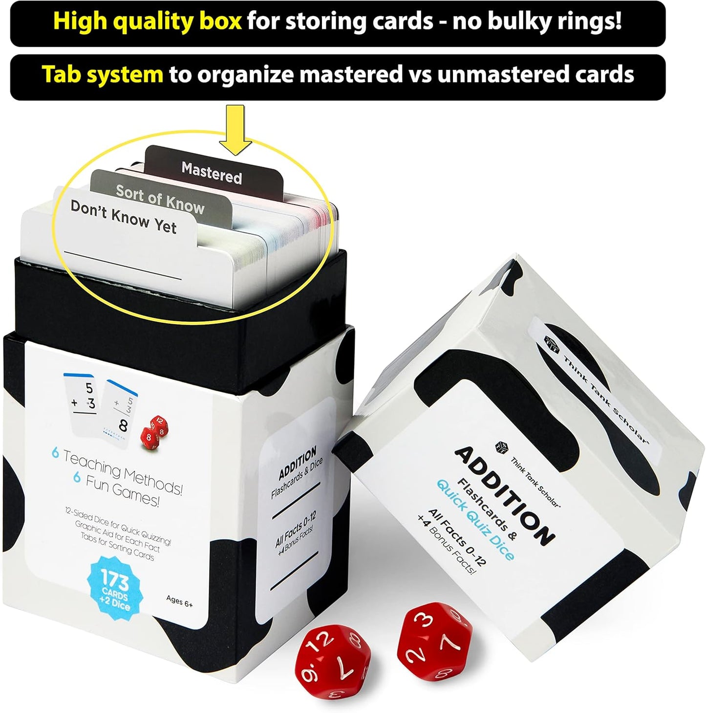 Think Tank Scholar 346 Addition and Subtraction Flash Cards Set (Award Winning) All Facts Color Coded, for Kids in Kindergarten, 1st, 2nd, 3rd Grade Class or Homeschool - Games & Chart