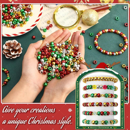 UPINS 1200Pcs Christmas Pony Beads Friendship Plastic Small Hair Beads Red Green White Pony Beads for Necklace Supplies (Christmas)