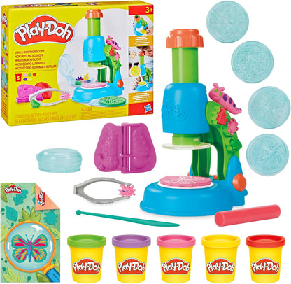 Play-Doh Light & Look Microscope for Kids, Electronic Preschool Toys for Girls & Boys, 9 Accessories & 5 Colors, Back to School Gifts, Ages 3+