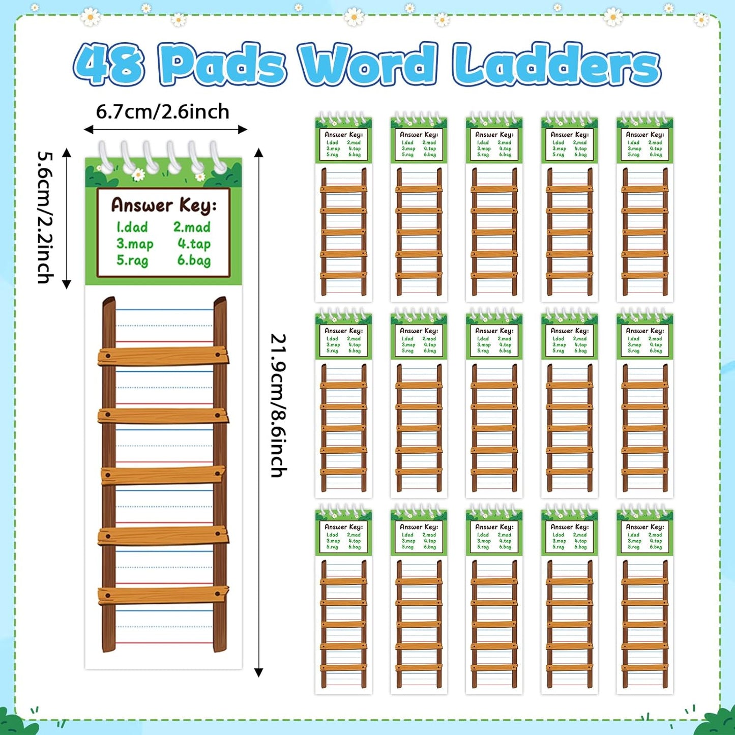 gisgfim 48 Word Ladders Flip Books Sight Words Flash Cards Kindergarten Reading and Spelling Games Phonics Games Flash Cards Preschool Learning Activities for Kindergarten Classroom