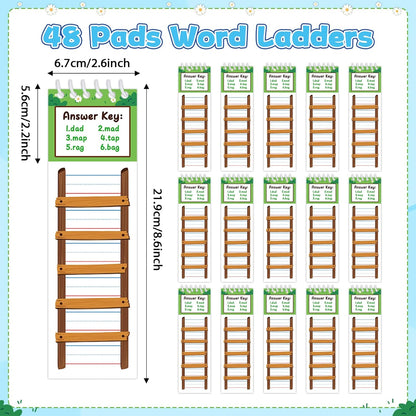 gisgfim 48 Word Ladders Flip Books Sight Words Flash Cards Kindergarten Reading and Spelling Games Phonics Games Flash Cards Preschool Learning Activities for Kindergarten Classroom