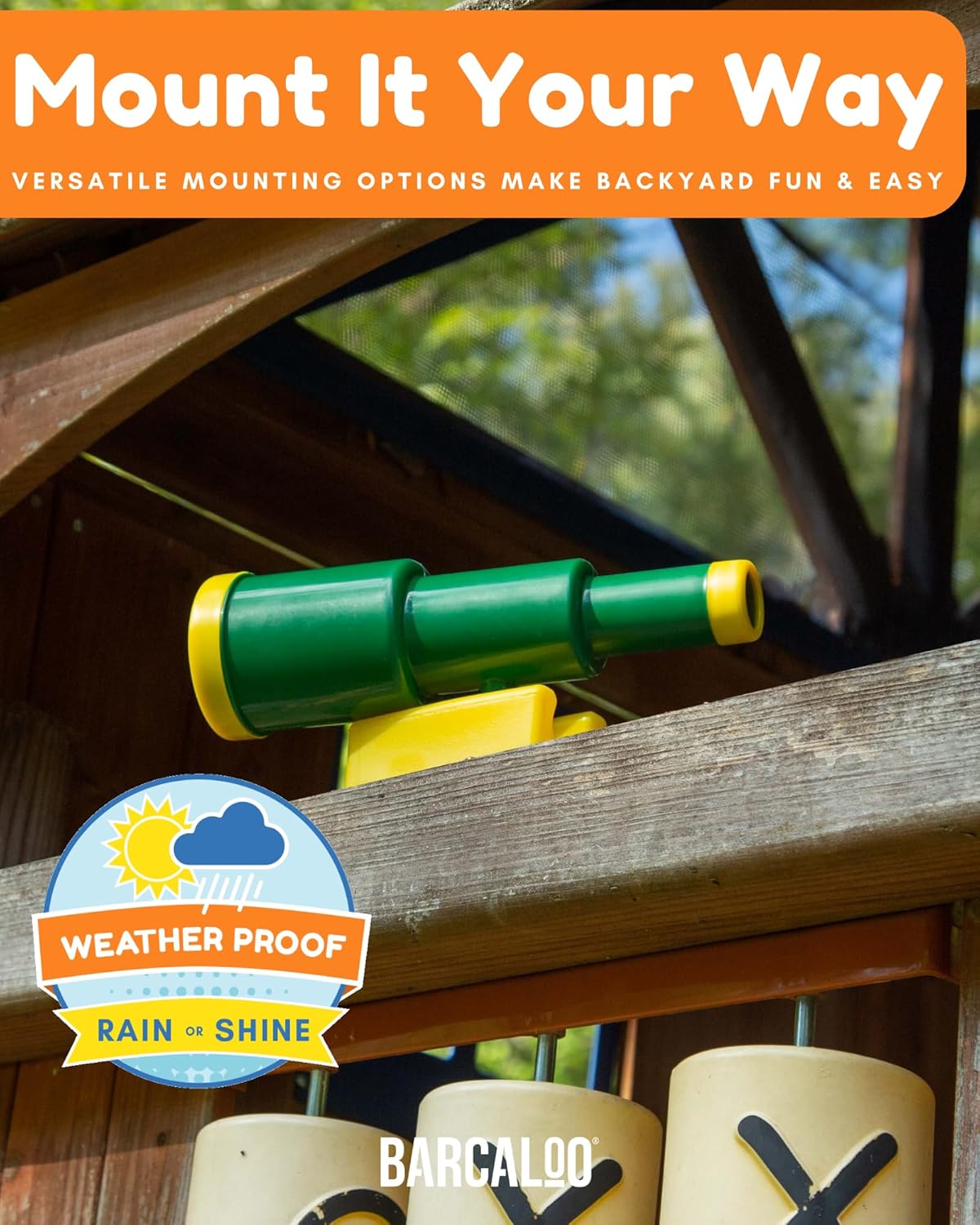 Barcaloo Kids Playset Telescope - Outdoor Backyard Playground Accessories for Kids, Pirate Telescope for Swingset, Jungle Gym, Treehouse, and Playset Accessories