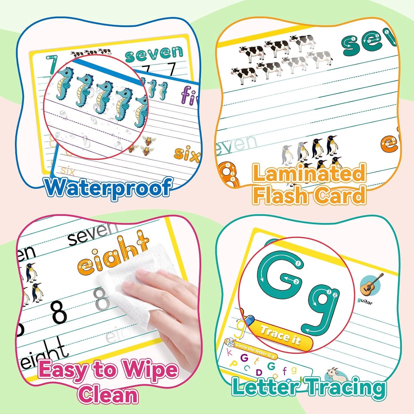 Alphabet Number Shapes Flash Cards,Handwriting Practice Writing Tracing Phonics Preschool Kindergarten Toddler Learning Activities Homeschool Classroom Autism Educational Toys ABC Letter