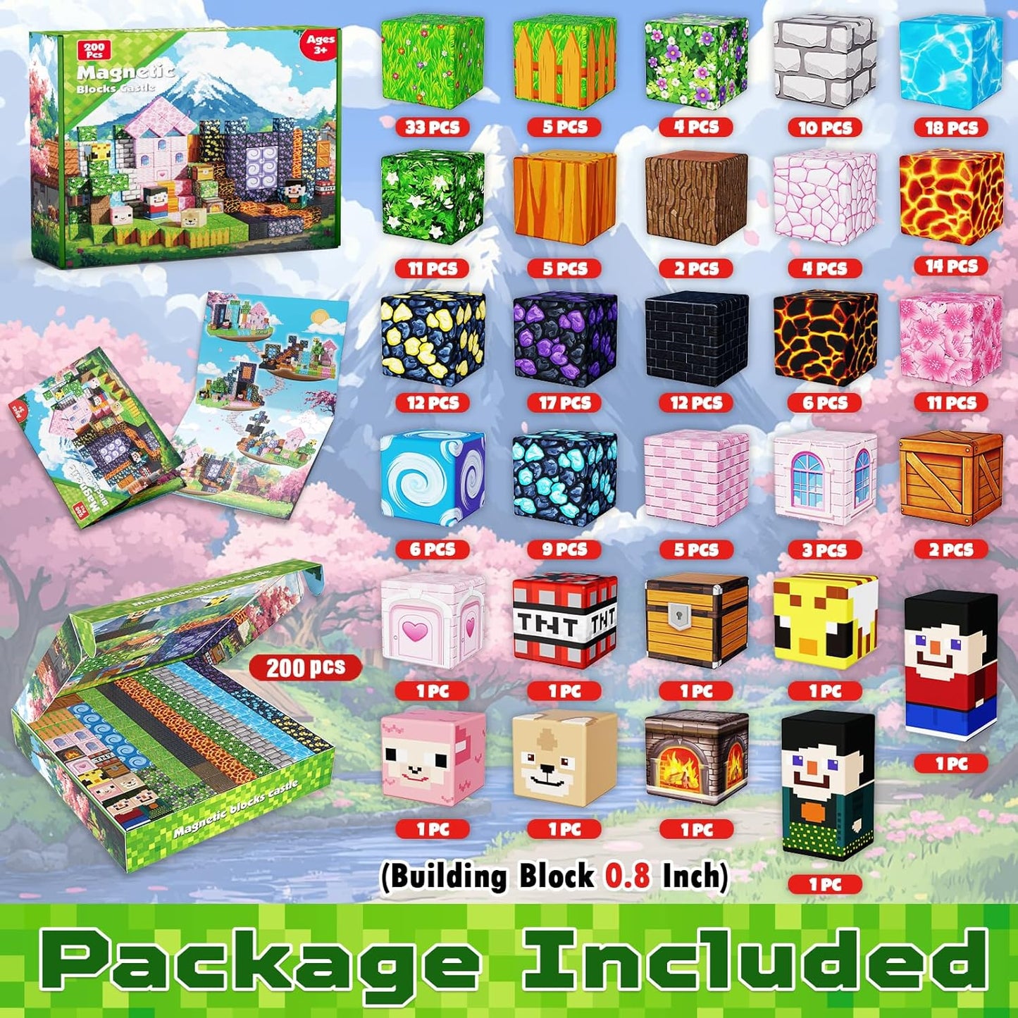 GraceDuck 300 PCS Magnetic Blocks - Magnetic Building Blocks, Stacking Magnets for Kids, Sensory Toy for STEM Montessori Sensory Toys for Kids 3+ Boys and Girls Christmas Birthday Gifts