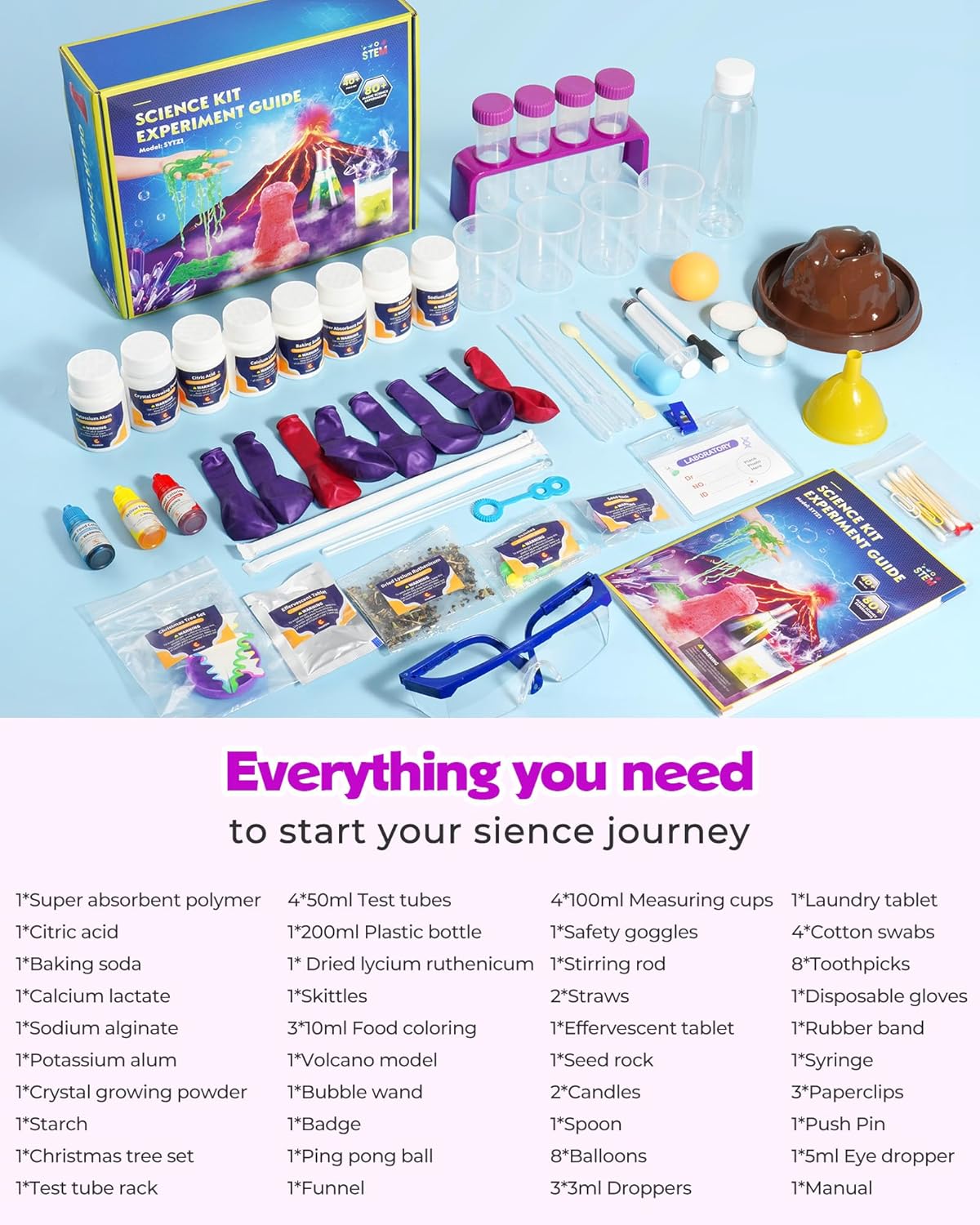 80+ Science Experiment Kit for Kids Ages 5-6-7-8, STEM Learning and Educational Toys, First Science Kit for Boys Girl Birthday Gifts