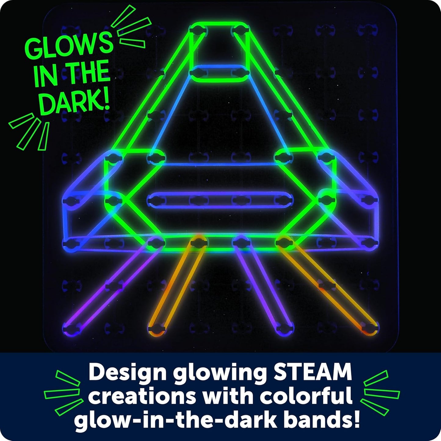 Learning Resources STEM Explorers Geo-Glow Art Kit - Glow in The Dark Toys, Kids Art Display, Homeschool, Fine Motor Skills, Critical Thinking for Kids
