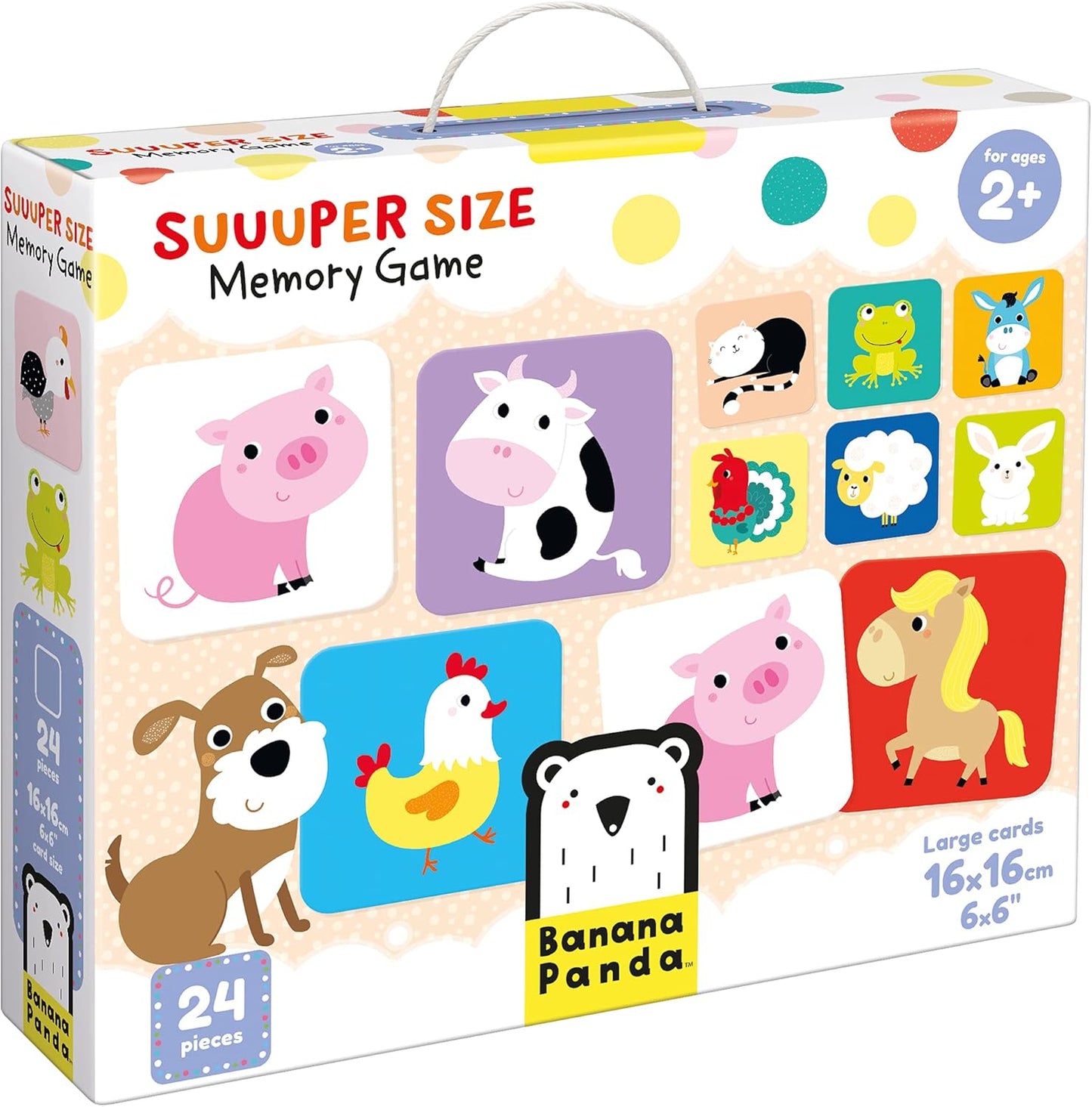 Banana Panda Suuuper Size Memory Game - Farm Animals - Classic Toddler Game Includes 24 Extra-Large Cards - Play Matching Games or Use as Flashcards, for Toddlers and Little Kids Ages 2-4 Years