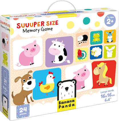 Banana Panda Suuuper Size Memory Game - Farm Animals - Classic Toddler Game Includes 24 Extra-Large Cards - Play Matching Games or Use as Flashcards, for Toddlers and Little Kids Ages 2-4 Years