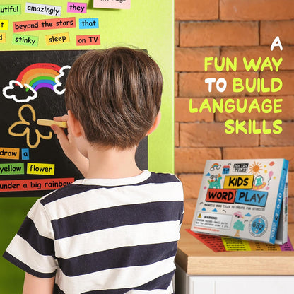 632 Kids Word Play Fridge Magnets – Big .75" Tall Color-Coded Tiles - Practice Reading, Sentence Building, Writing, Poetry, and Creativity with Magnetic Words