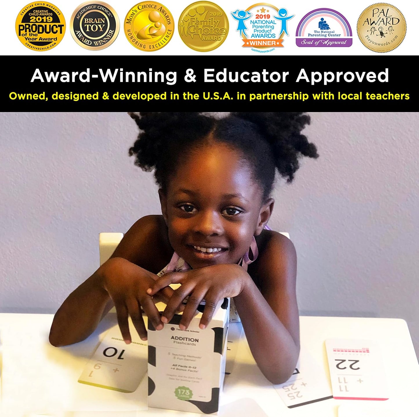 Think Tank Scholar 346 Addition and Subtraction Flash Cards Set (Award Winning) All Facts Color Coded, for Kids in Kindergarten, 1st, 2nd, 3rd Grade Class or Homeschool - Games & Chart