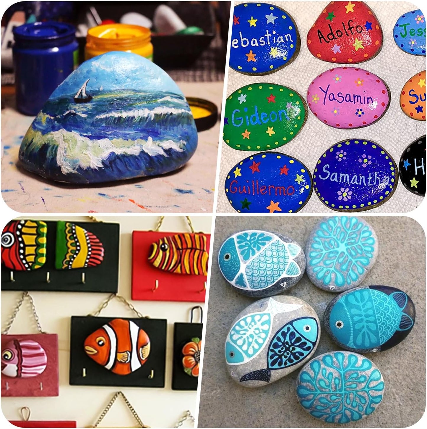 River Rocks for Painting 45 Pcs Large 2-3 Inch Flat Smooth Painting Stones Craft Rock to Paint for Kids Crafts Painting Bulk