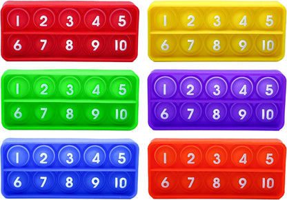 Ten Frame Pop Math Manipulatives - Set of 10 Silicone Fidget Toys for Kindergarten Classrooms - Engaging Educational Counting & Addition Toys for Kids 3 4 5 Years Old