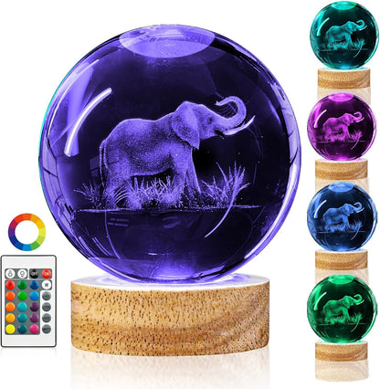 3D Solar System Crystal Ball Night Light with 16 Color Wooden LED Base Upgraded 3.15 In Galaxy Planets Ball Lamp with Remote for Birthday Christmas, Astronomy Space Gifts for Boys Girls Kids