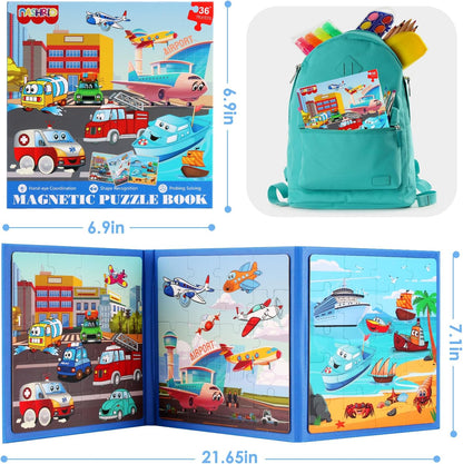 Magnetic Puzzles for Kids Ages 4-6, 20-Piece Toddler Travel Toys Unicorn Princess Puzzles Ages 3-5, Educational Learning Magnets, Ideal Road Trip Activities Toys for 3 4 5 6 Boys and Girls
