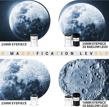 Telescope for Adults & Kids - 90mm Aperture 600mm Refractor High Powered Telescope for Beginners - Portable Astronomy Telescopes with Phone Adapter Tripod Carry Bag Gifts for Men