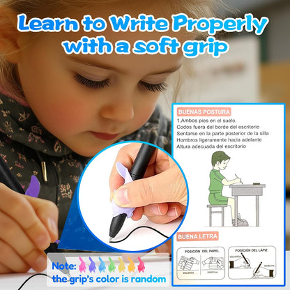 4 Magic Grooved Writing Practice for Kids - English Pre K Tracing Practice Book, Reusable Preschool Handwriting Workbooks Without Tears, 4-Theme Copybooks with Pen Refill for Age 3-10 (English, Small)