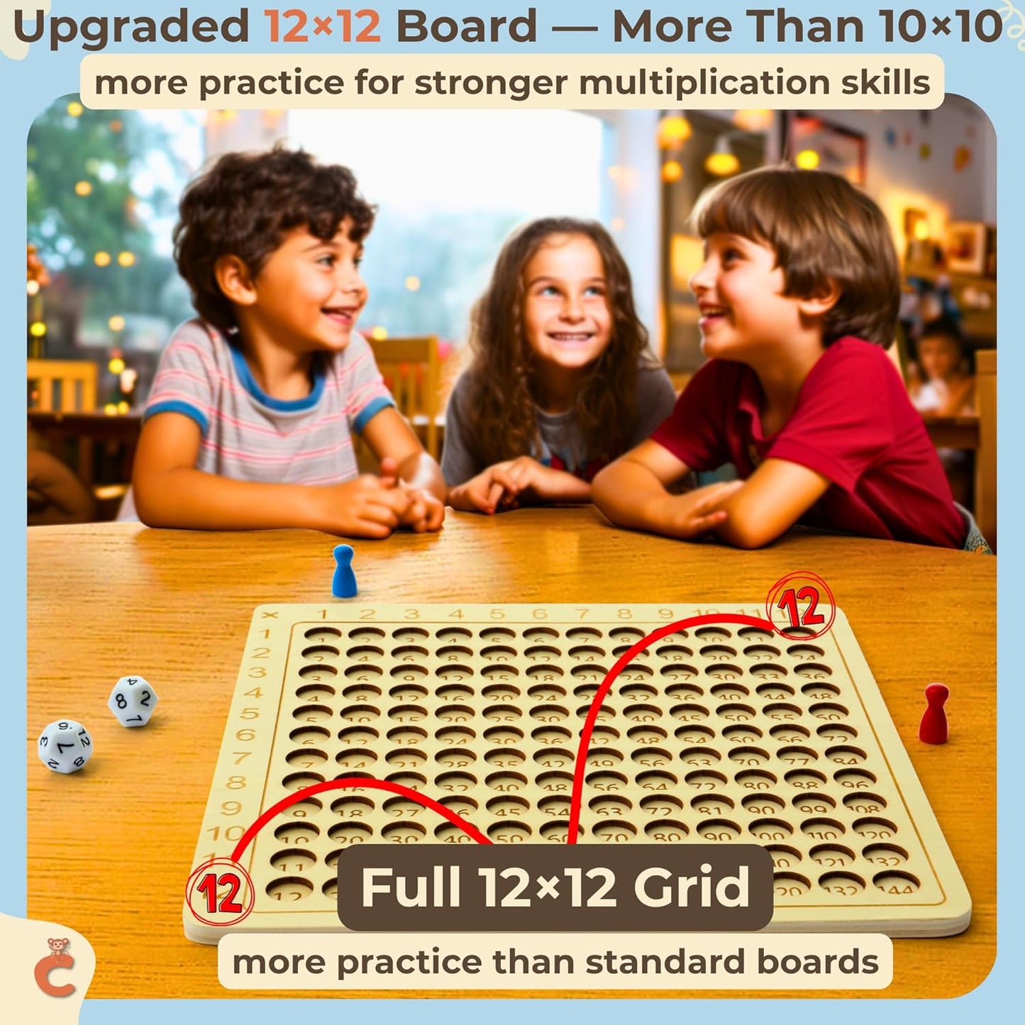 Multiplication Games, 12x12 Wooden Montessori Multiplication Board Game, Larger Size Times Table, Montessori Math Learning Materials, Educational Toy for Toddlers, Preschool Gifts for Kids