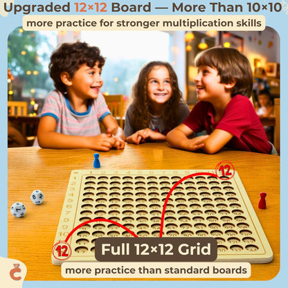 Multiplication Games, 12x12 Wooden Montessori Multiplication Board Game, Larger Size Times Table, Montessori Math Learning Materials, Educational Toy for Toddlers, Preschool Gifts for Kids