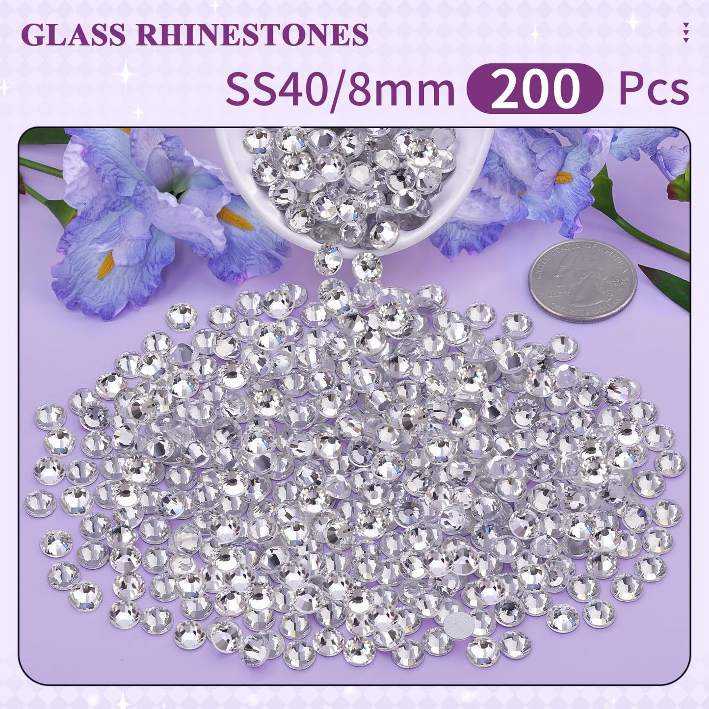 5000PCS SS6/2mm Glass Crystal Rhinestones (Clear), Bedazzling Flatback Rhinestones for Crafting DIY Crafts Nail Art Makeup Decoration, Gems Diamond Charms for Tumbler Shoes Clothing Mug